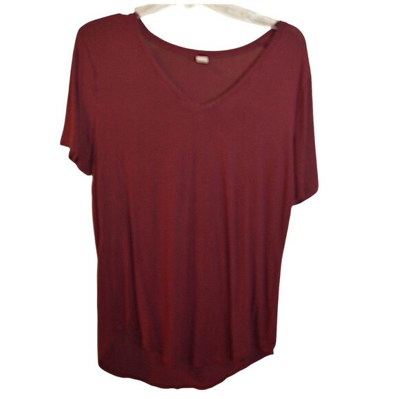 Old Navy Luxe Blouse Women's Burgundy Color Size M Short Sleeve Pullover Top - Picture 1 of 3